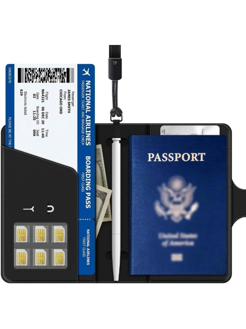 Travel Passport Holder with RFID Blocking, Waterproof Design, 4 Card Slots